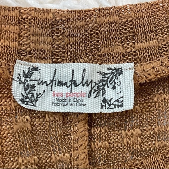 Intimately Free People L Long Sleeve Base Semi Sheer Layer Top Brown crew neck - Picture 6 of 7